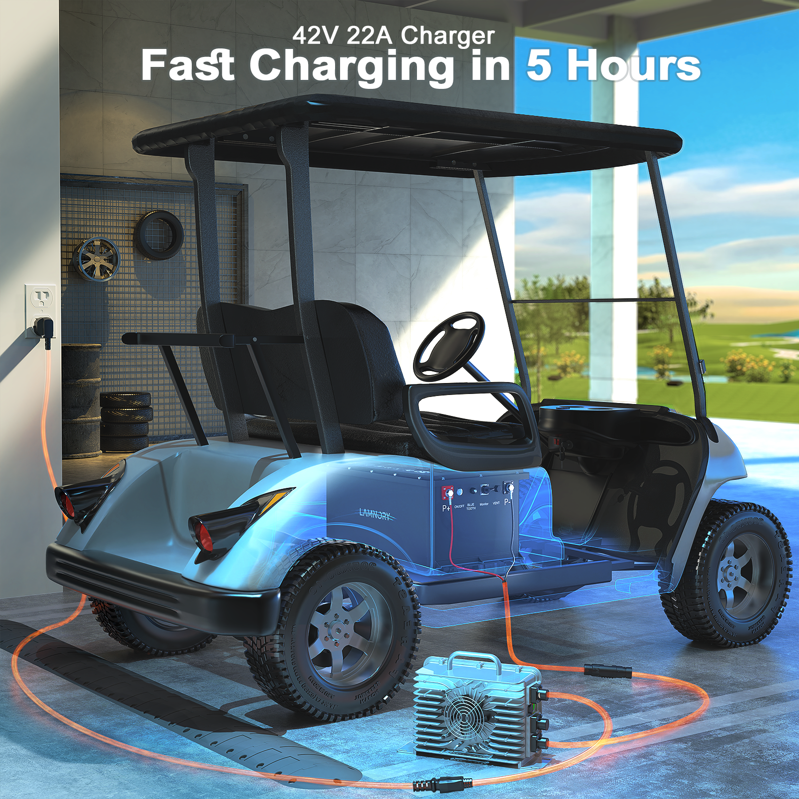 42v 22a lithium golf cart battery charger-rapid charging in 5 hours from 0-100%